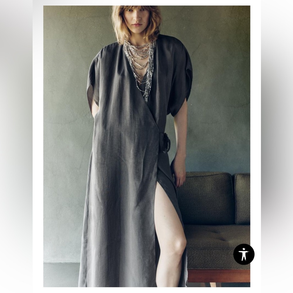 Zara TIED MIDI DRESS ZW COLLECTION $109.00 Size Small NWT